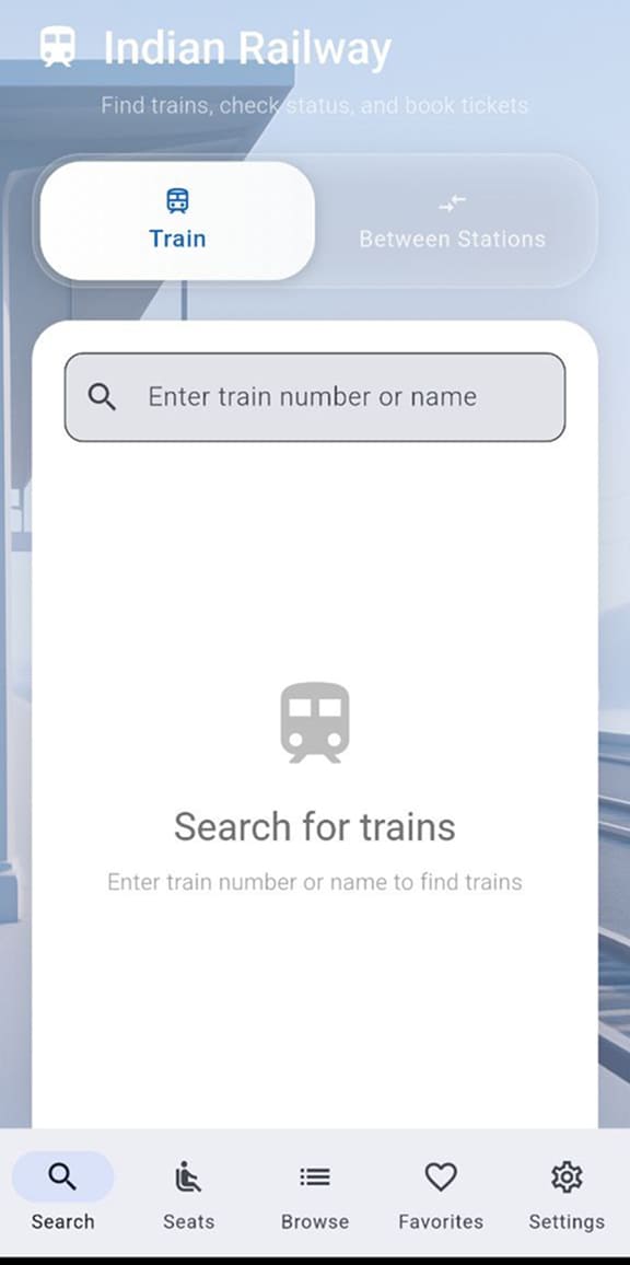 Indian Rail Way App Screenshot